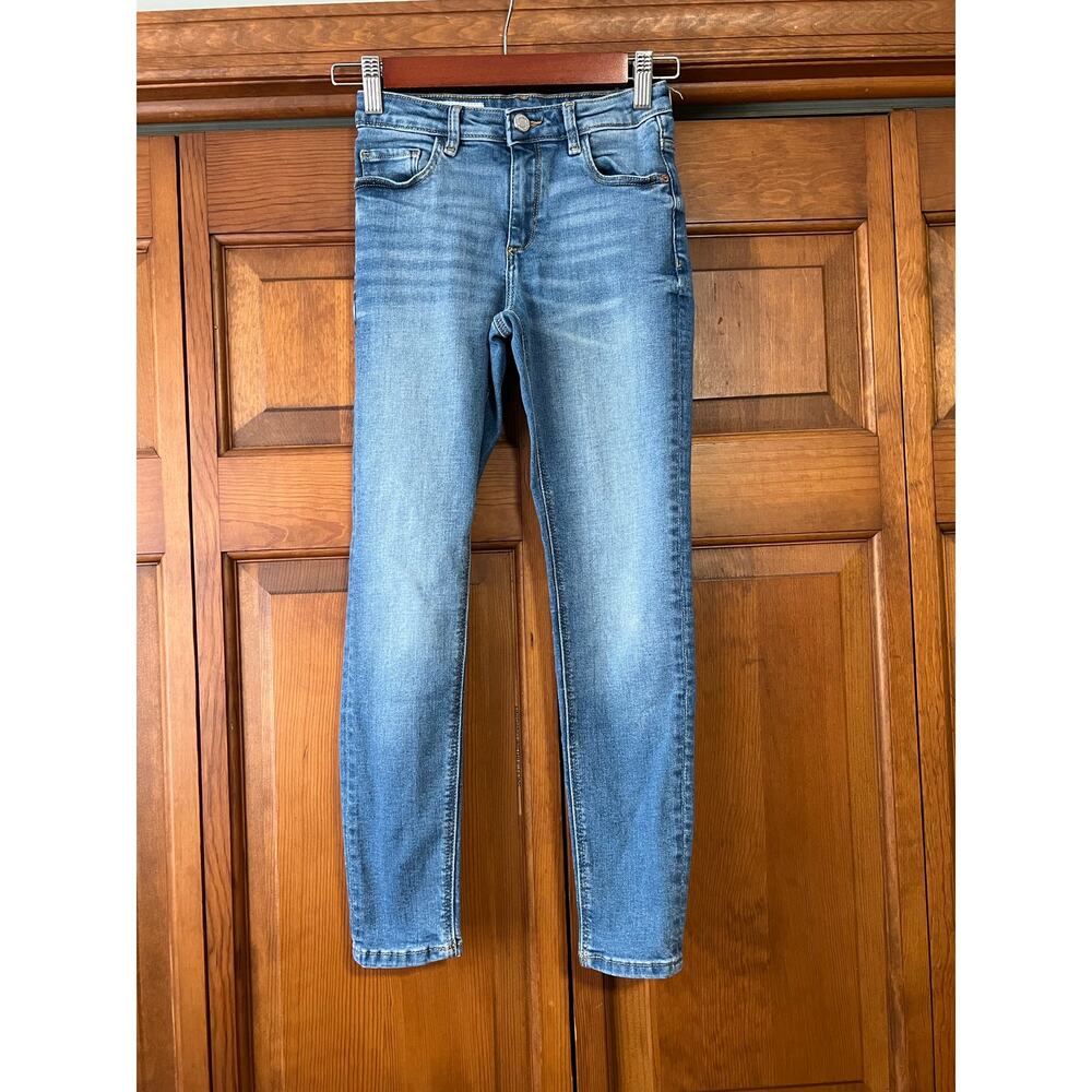 ZARA Girls Skinny Jeans Blue Adjustable Waist Stretch Denim Size 10 (140 cm) - Picture 2 of 11
